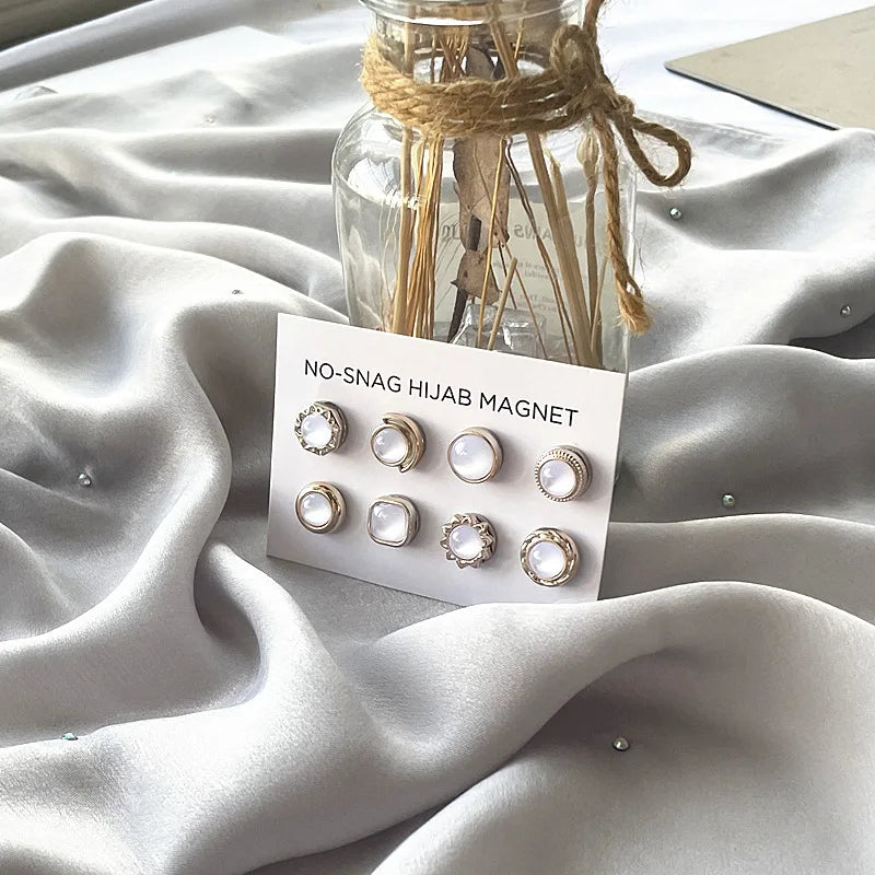 Magnet Hijab Perle – Pack de 8 Paires | Fixation Élégante