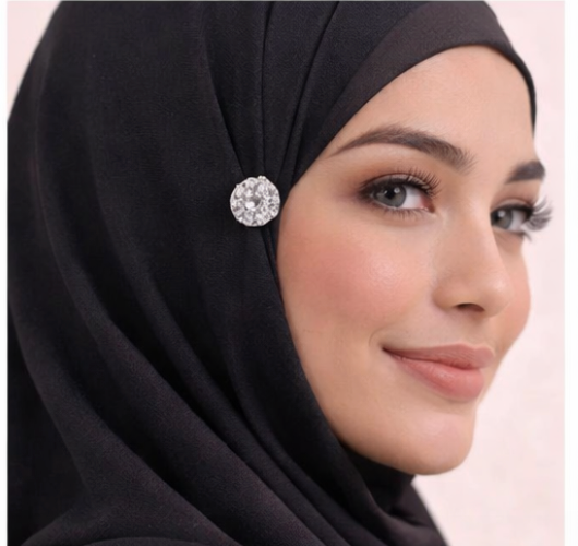 Broche Magnétique Fleur Cristal – Aimant Hijab Bijou