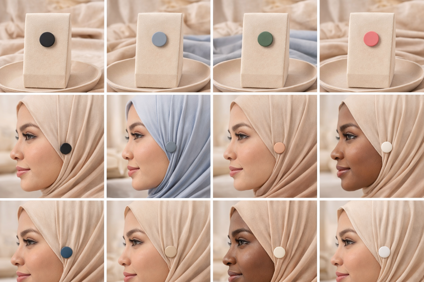 Aimant Hijab Magnétique – Fixation Sans Épingle (Pack de 2)