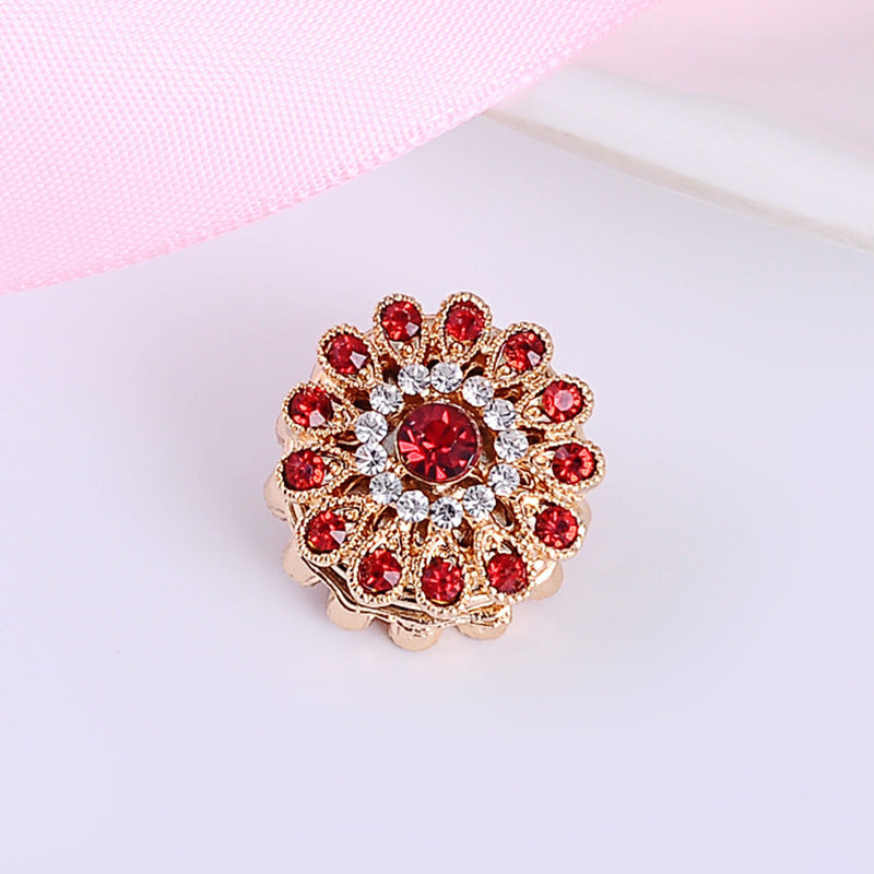 Broche Magnétique Fleur Strass – Aimant Hijab Sans Trou