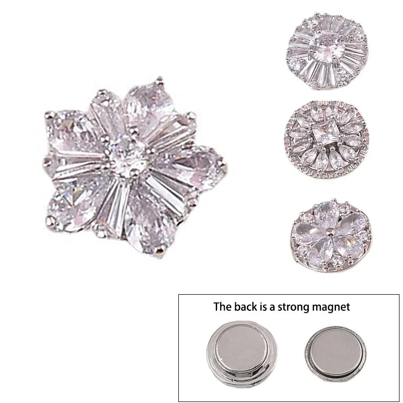 Broche Magnétique Fleur Cristal – Aimant Hijab Bijou