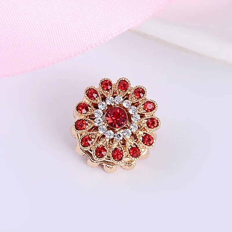Broche Magnétique Fleur Strass – Aimant Hijab Sans Trou