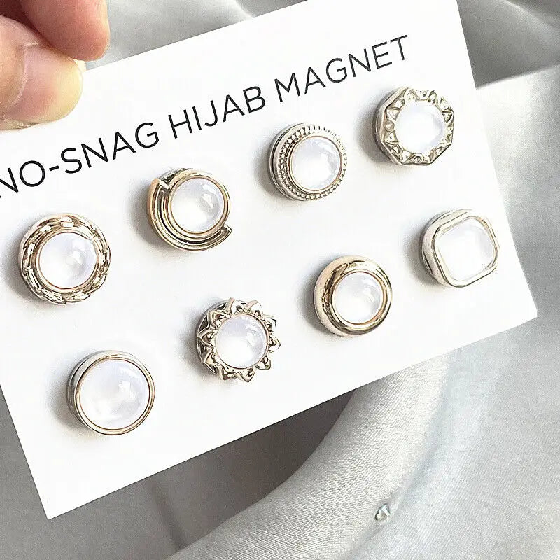 Magnet Hijab Perle – Pack de 8 Paires | Fixation Élégante